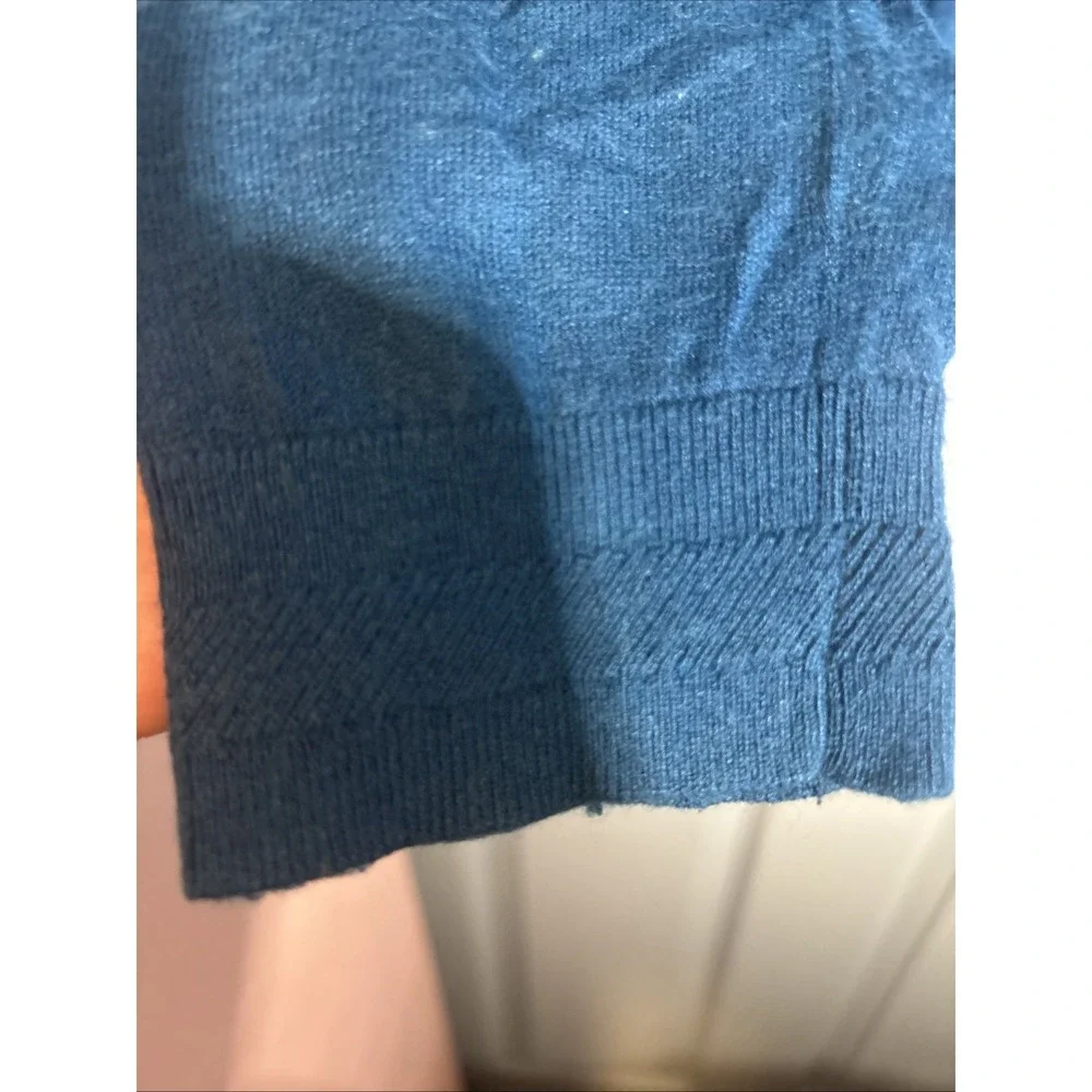 Ted‎ Baker Sweater Men Size 6 XL Wool Blend Knit V-Neck Blue Classic Pullover